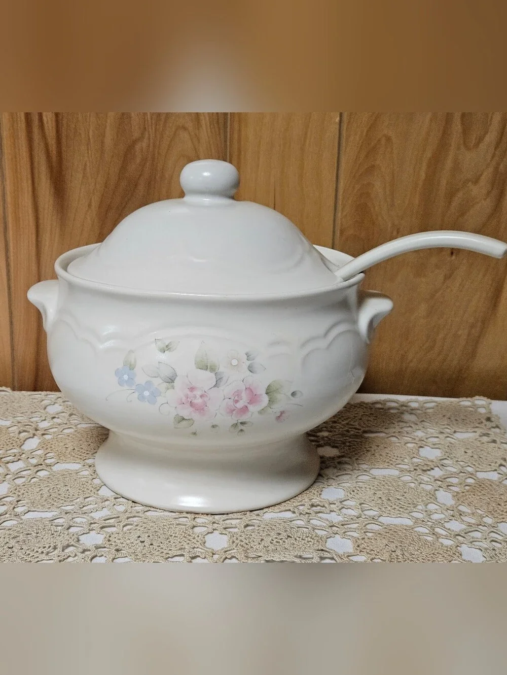 Large PFALTZGRAFF Tea Rose Double Handled Soup TUREEN BOWL w/Lid & Ladle 3.5QT